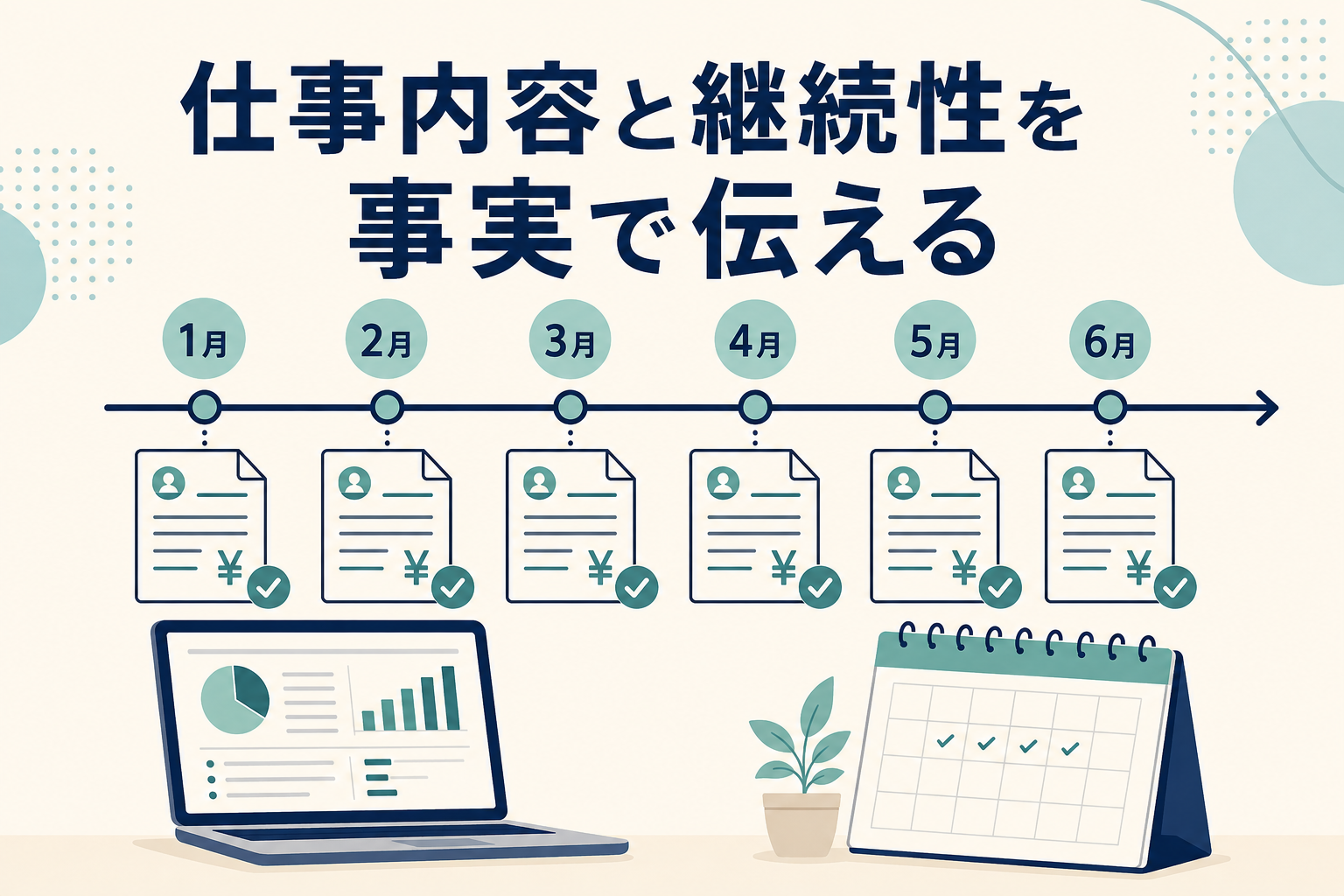 仕事内容と継続性を事実で伝える図解