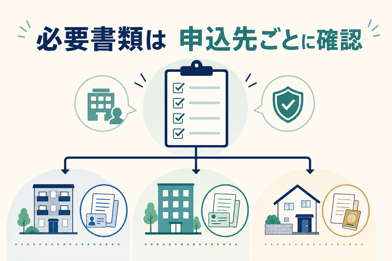 必要書類を申込先ごとに確認する図解